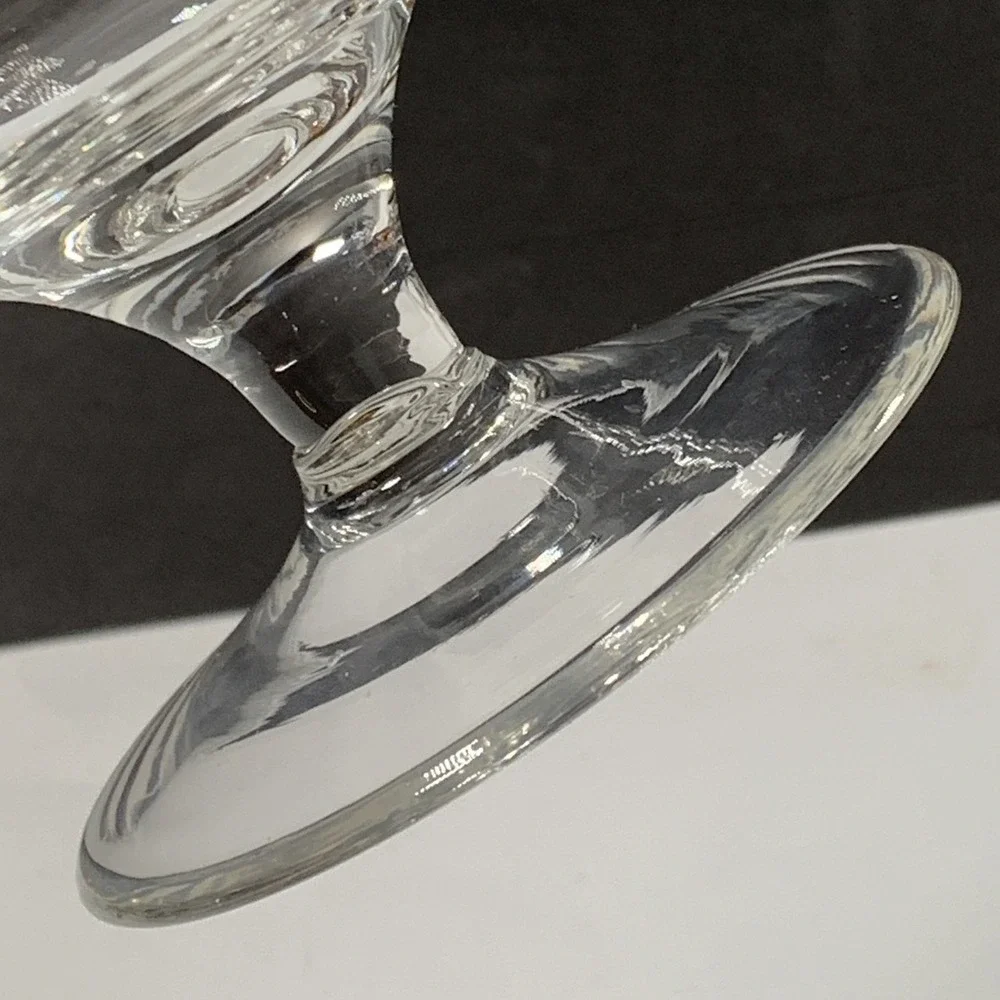 Pasabahce Bowl Clear Crystal Etched Grape Leaf Vine Pedestal Dessert Dish Footed